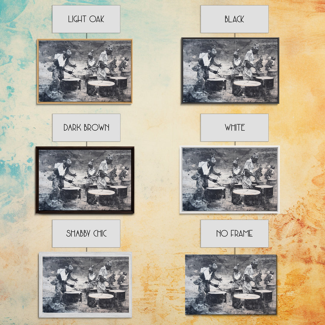 African Drummers In Monochrome Wall Art, Tribal Music Canvas, Afrocentric Decor, Black Culture Art, Living Room Wall Decor