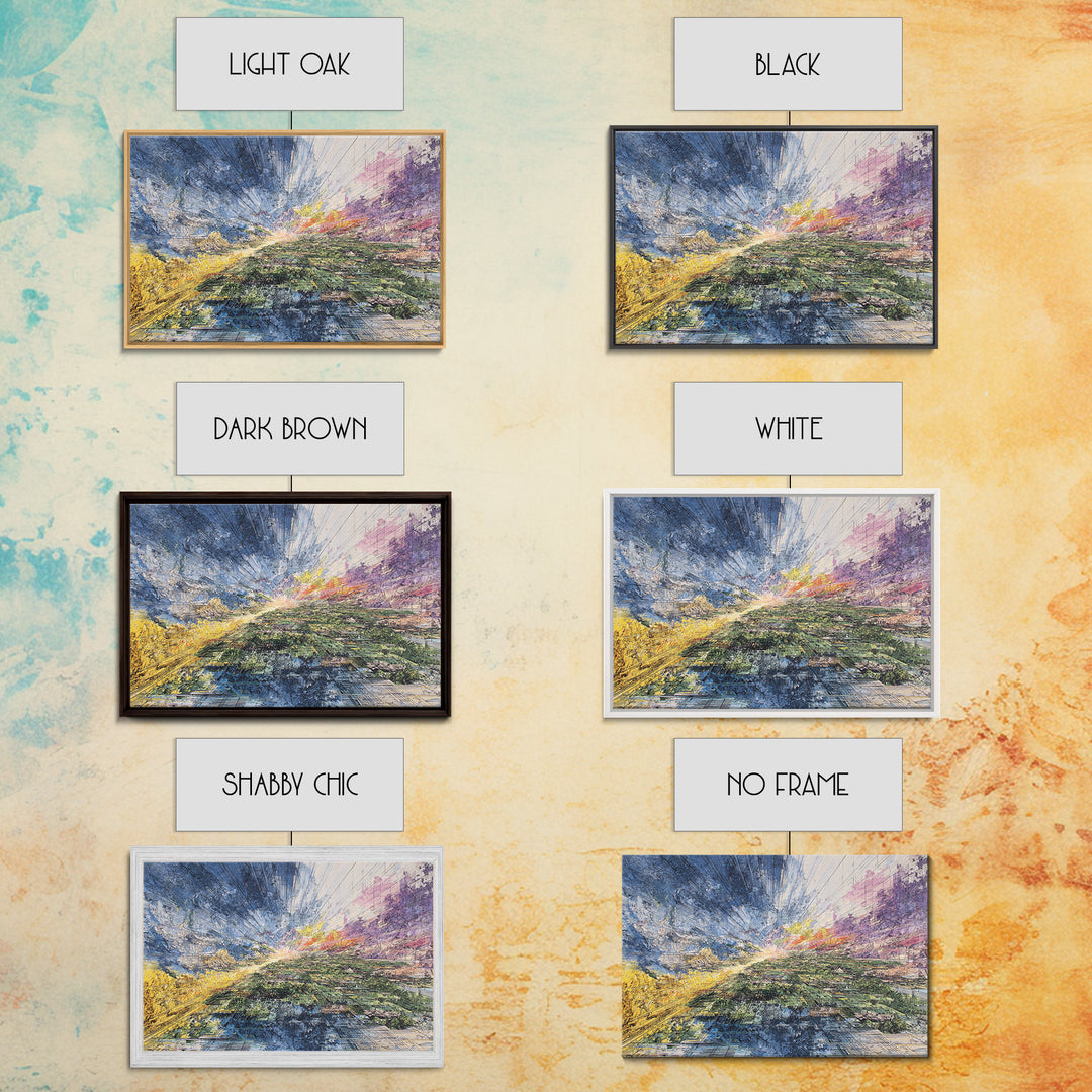 Radiant Abstract Cityscape Wall Art, Aerial Landscape Print, Modern Canvas Decor, Colorful Office And Living Room Art Gift