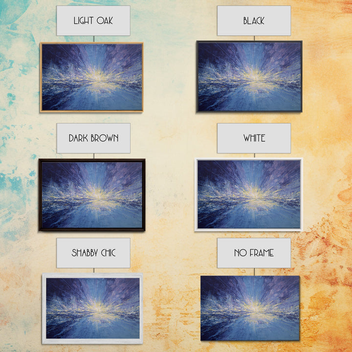 Electric Blue Abstract Cityscape Wall Art, Luminous Horizon Canvas, Contemporary Decor For Living Room And Office Gallery