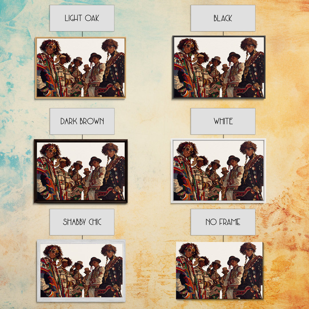 Stylish Afro Fashion Group Canvas Print, African Fabric, Ankara Wall Art, Modern Black Art, Cultural Home Decor, Gift For Her