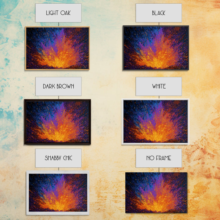Explosive Orange And Blue Energy Burst Canvas Print, Abstract Art, Vibrant Wall Decor, Modern Painting, Bold Home Decor Gift