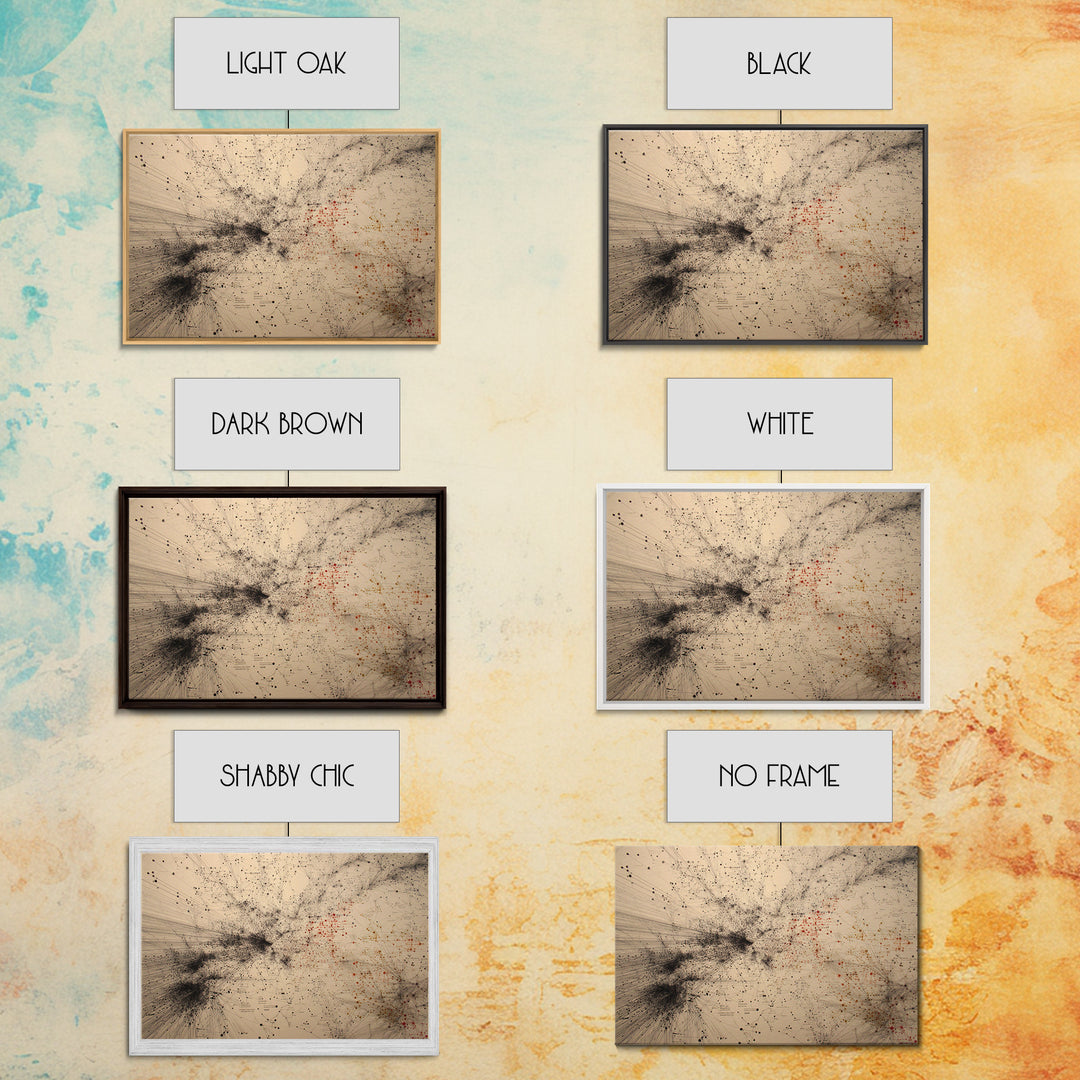 Beige Network Constellation Abstract Canvas Print, Modern Art, Digital Wall Art, Minimalist Office Decor, Unique Wall Decor
