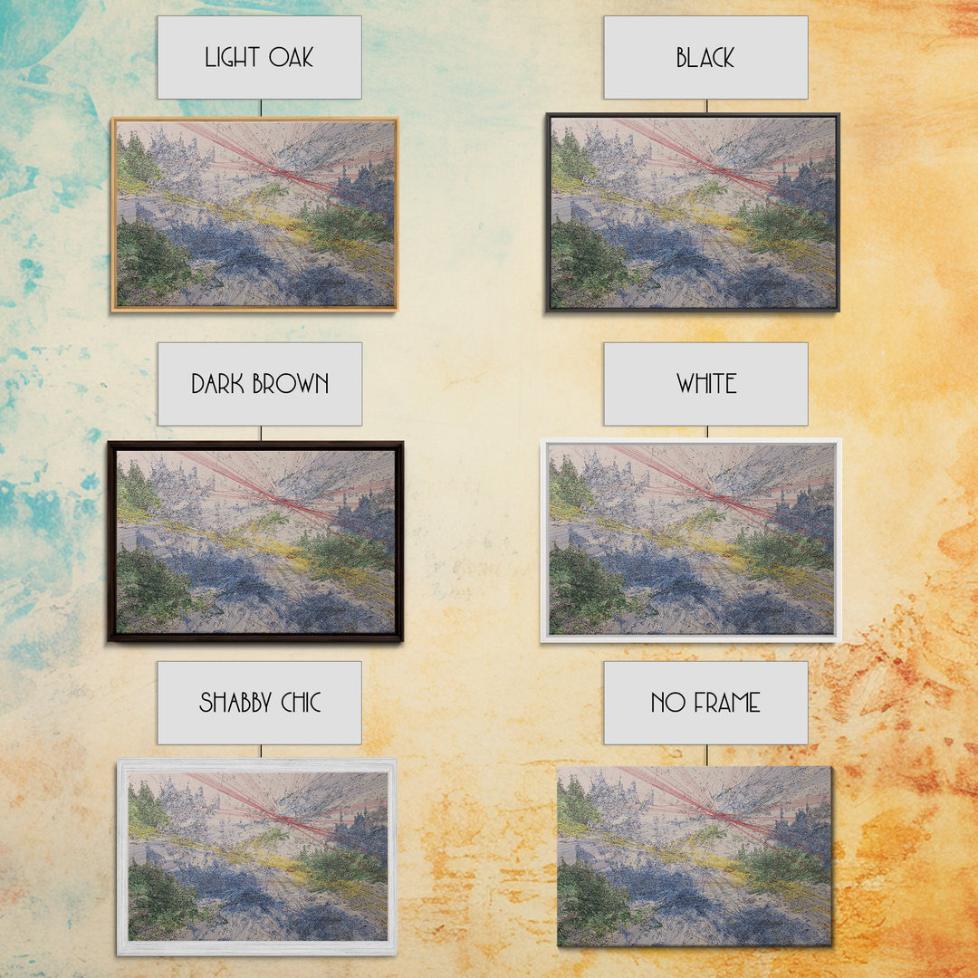 Abstract Forest Sky Linework Wall Art Modern African Abstract Art Blue Green Landscape Office Decor Large Canvas Wall Art Print