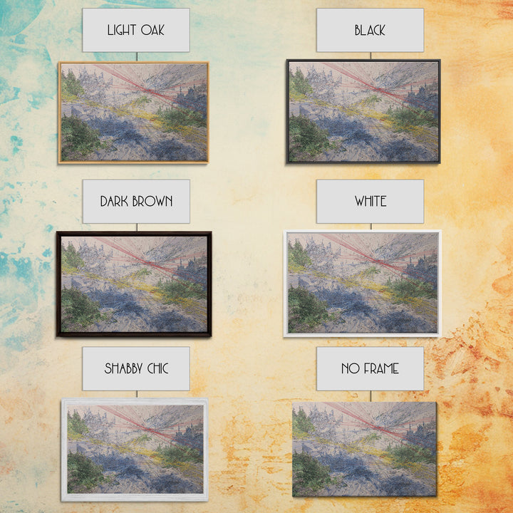 Abstract Forest Sky Linework Wall Art Modern African Abstract Art Blue Green Landscape Office Decor Large Canvas Wall Art Print