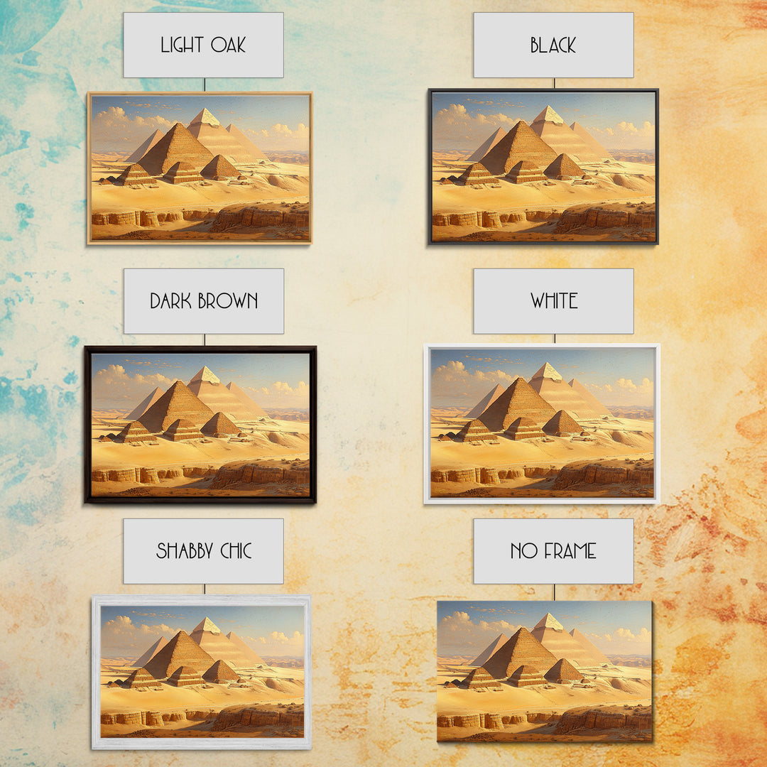 Golden Giza Pyramids At Sunrise Wall Art African Egyptian Art Print Desert Landscape Canvas Print Ancient Travel Decor Gift