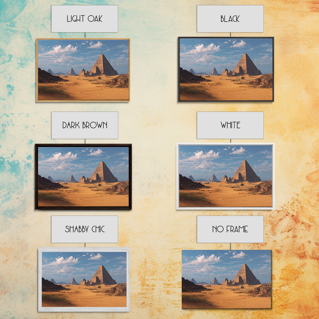 Wide Desert Pyramid Panorama Wall Art, African Egyptian Art, Ancient African Art Print, Safari Decor, Statement Wall Decor