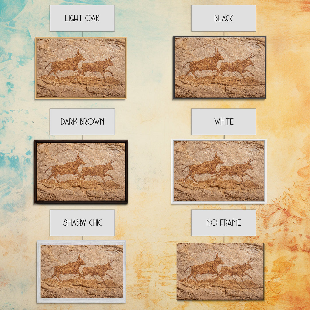 Sepia Antelope Cave Painting Canvas Print, Ancient African Art, Tribal Animal Rock Art, Neutral Safari Home Wall Decor Gift