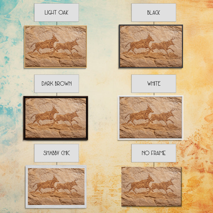 Sepia Antelope Cave Painting Canvas Print, Ancient African Art, Tribal Animal Rock Art, Neutral Safari Home Wall Decor Gift