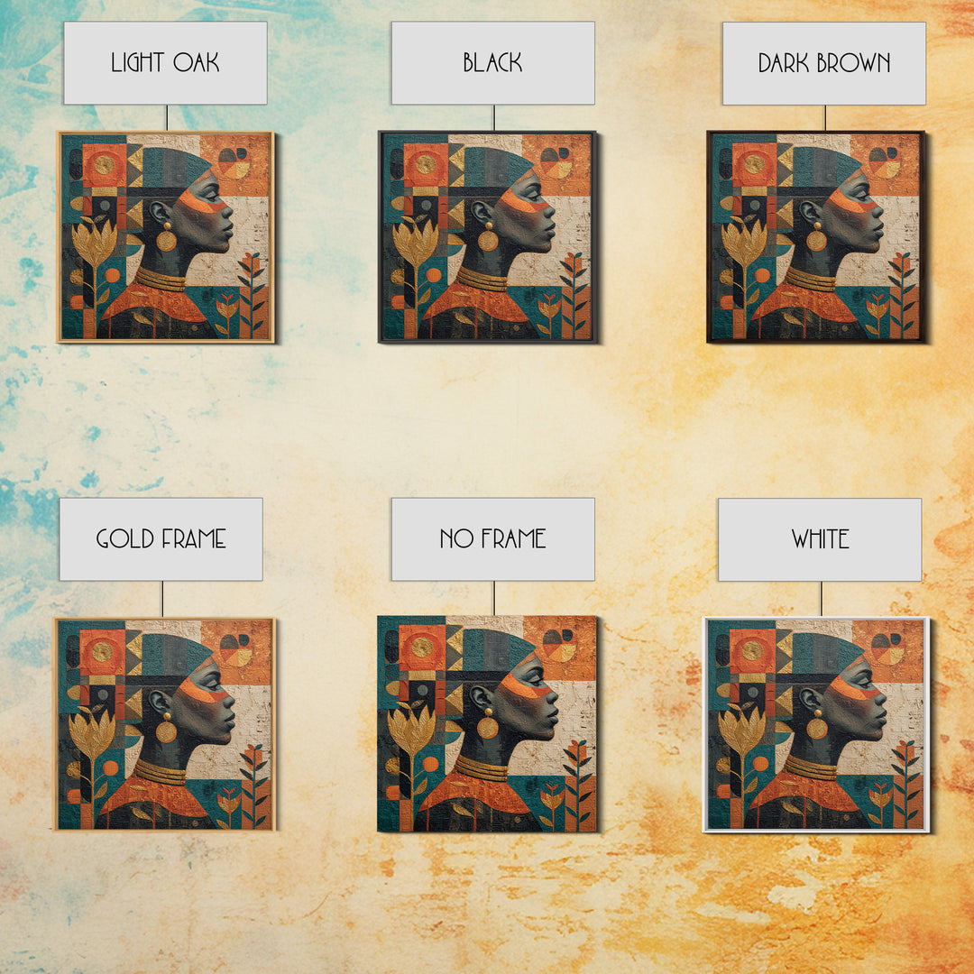 African Goddess Emerging from Botanical Forms and Canvas Print, African Inspired Art, Removable Wallpaper, Living Room Decor, AIA-1x1-39