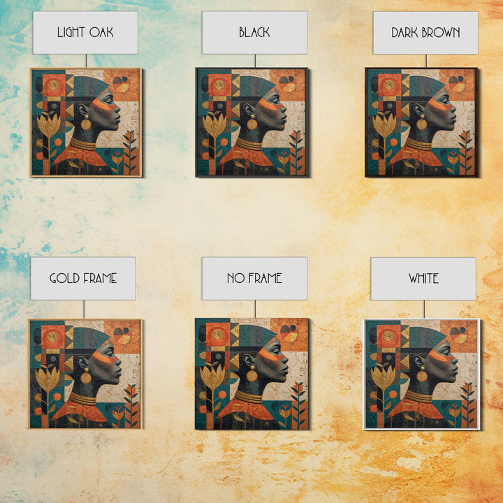 African Goddess Emerging from Botanical Forms and Canvas Print, African Inspired Art, Removable Wallpaper, Living Room Decor, AIA-1x1-39