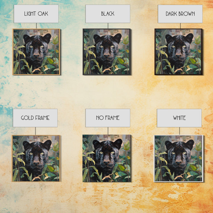 Dramatic Black Panther Emerging from Deep Jungle Canvas Print, Animal Art, Farmhouse Decor, Living Room Decor, Creature, ANI-1x1-6