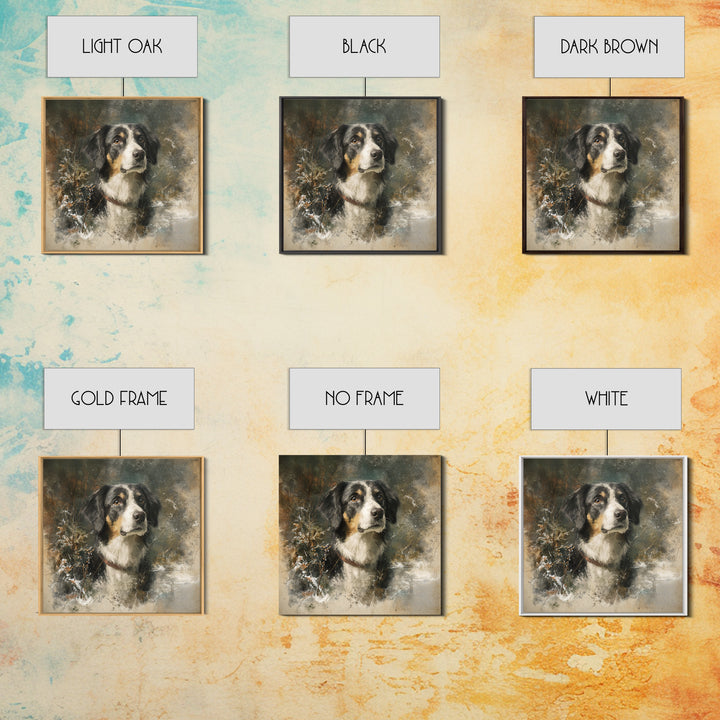 Dog Portrait with Painterly Collar and Loyal Canvas Print, Animal Art, Boho Decor, Living Room Decor, Fine Art, Creature, ANI-1x1-85