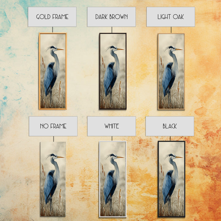 Blue Heron Standing Canvas Print, Animal Art, Wall Decor, Living Room Decor, Fine Art, Creature, Nursery Wall Art, ANI-1x3-23