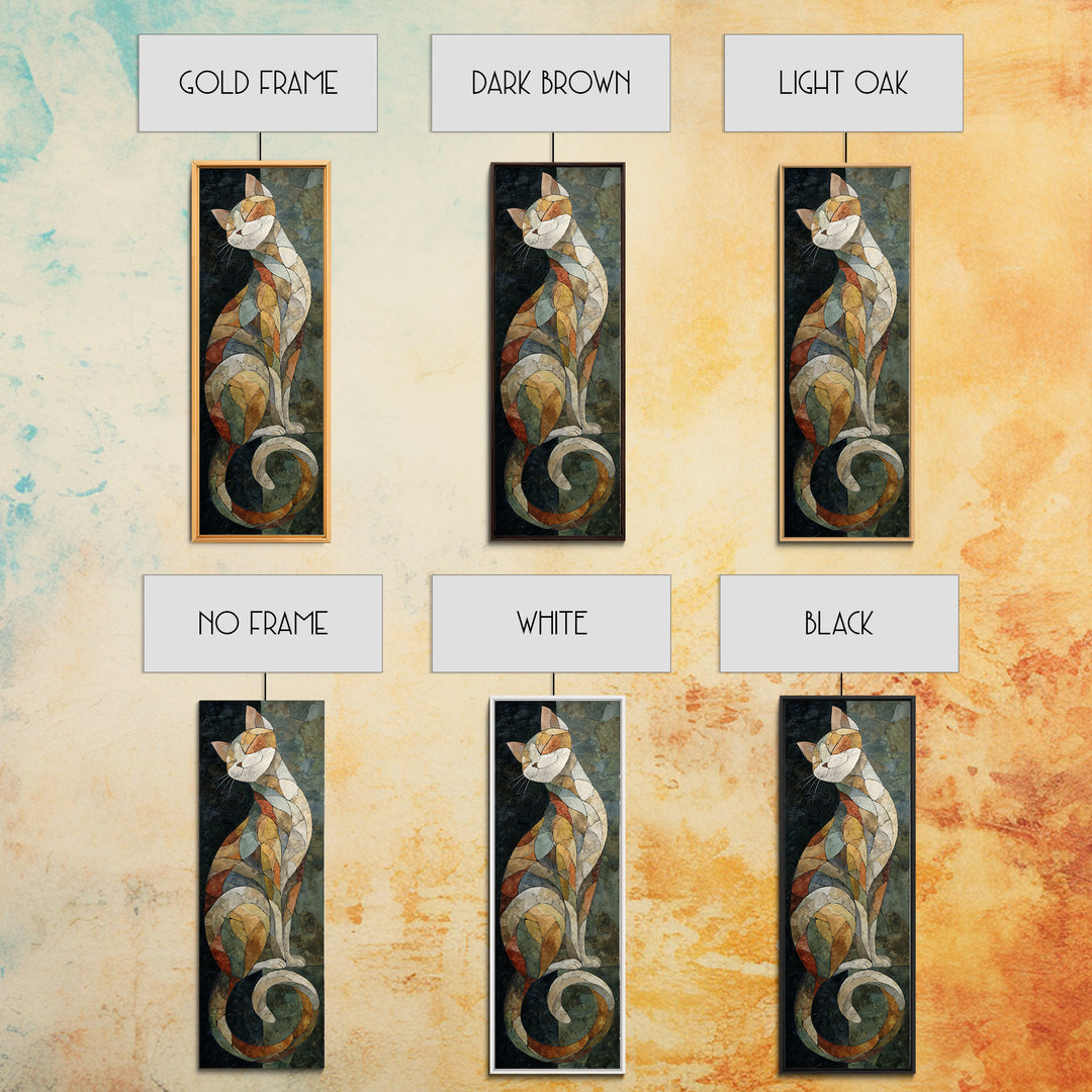 Sleeping Cat Curled Canvas Print, Animal Art, Digital Wall Art, Living Room Decor, Fine Art, Creature, Modern Wall Art, ANI-1x3-72