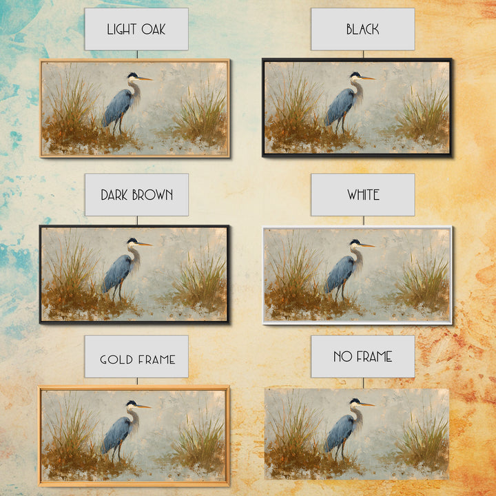 Blue Heron Standing Canvas Print, Animal Art, Printable, Living Room Decor, Fine Art, Creature, Nursery, Boho Wall Art, ANI-2x1-31