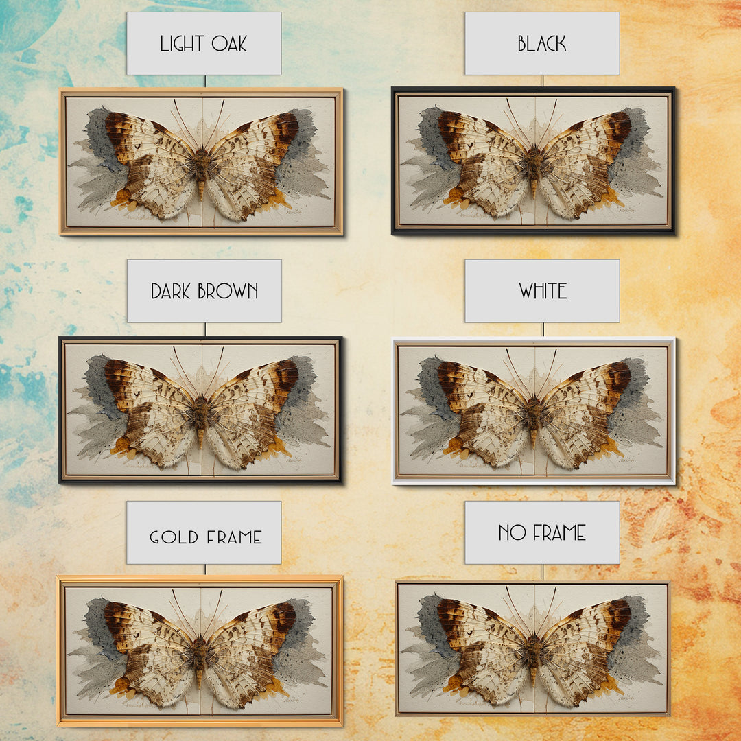 Butterfly Specimen Composition Framed Canvas Print, Animal Art, Digital Prints, Living Room Decor, Fine Art, Creature, ANI-2x1-43