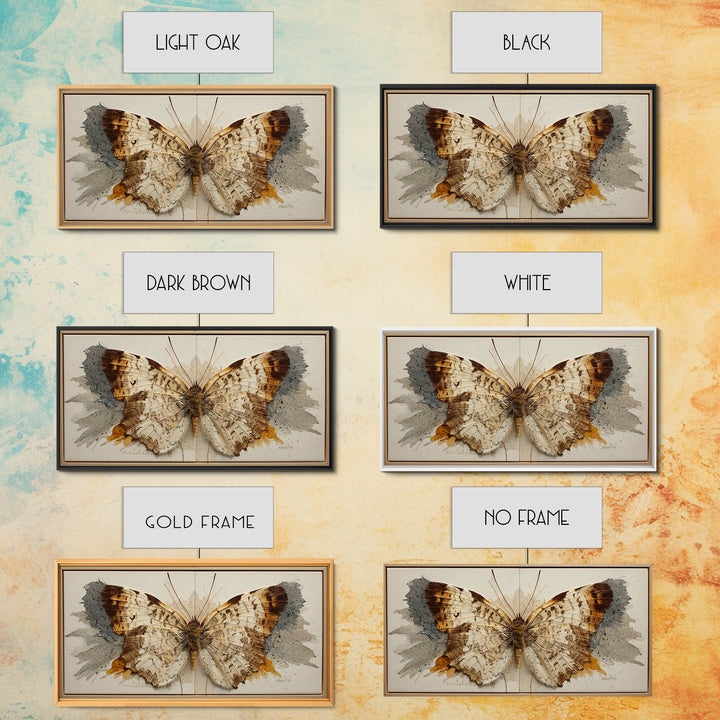 Butterfly Specimen Composition Framed Canvas Print, Animal Art, Digital Prints, Living Room Decor, Fine Art, Creature, ANI-2x1-43