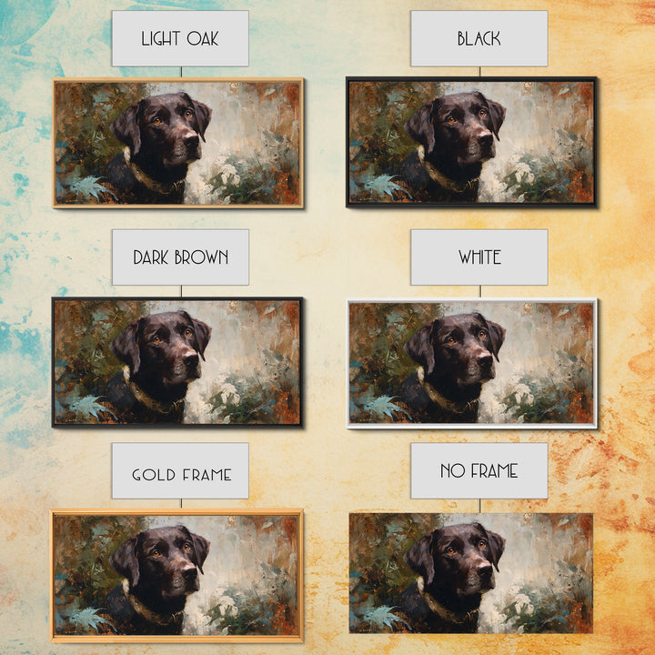 Dog Portrait with Painterly Collar and Loyal Framed Canvas Print, Animal Art, Printable Wall Art, Living Room Decor, Creature, ANI-2x1-81