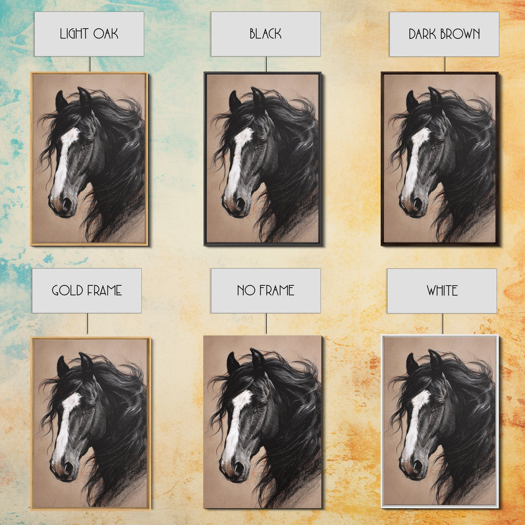 Majestic Horse Head Canvas Print, Animal Art, Downloadable Art, Living Room Decor, Abstract Art, Creature, Minimalist Decor, ANI-2x3-11