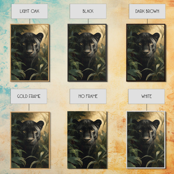 Dramatic Black Panther Emerging from Deep Jungle Canvas Print, Animal Art, Art Print, Living Room Decor, Oil Painting, Creature, ANI-2x3-14