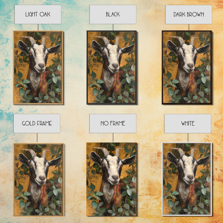 Goat Portrait with Rustic Folk Art Personality Canvas Print, Animal Art, Home Decor, Living Room Decor, Fine Art, Creature, ANI-2x3-29