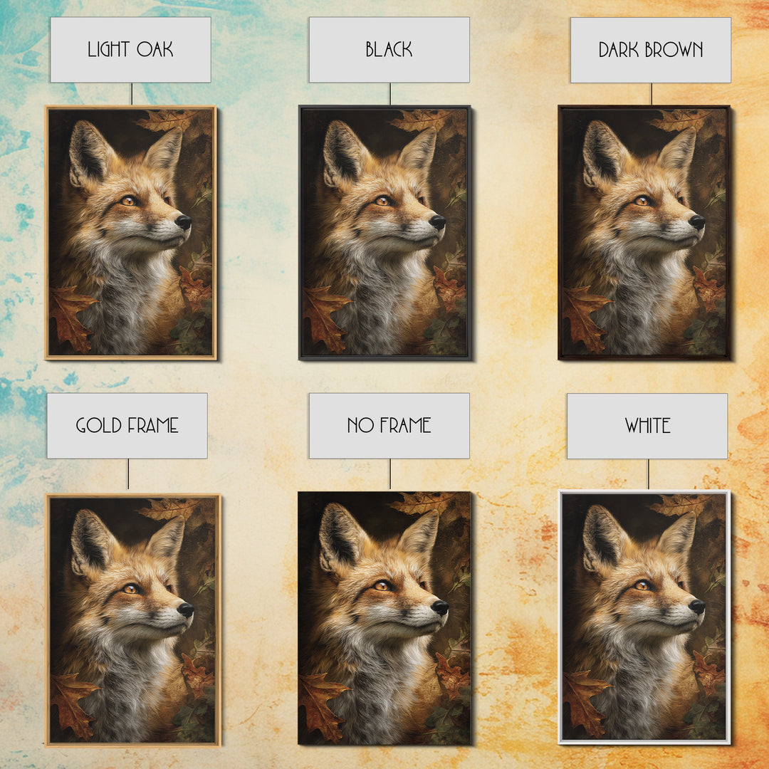 Dignified Fox Portrait Framed Canvas Print, Animal Art, Printable, Living Room Decor, Creature, Nursery, Boho Wall Art, ANI-2x3-33