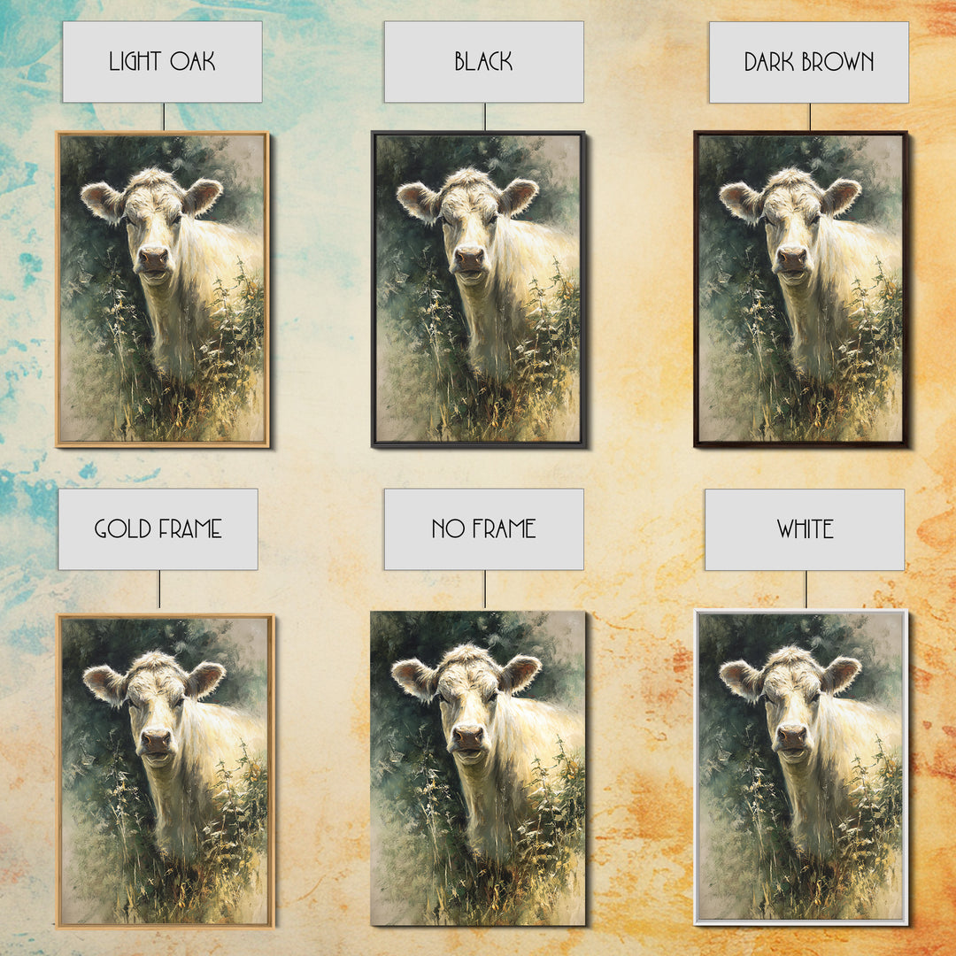 Gentle Cow Portrait Canvas Print, Animal Art, Minimalist Decor, Living Room Decor, Oil Painting, Creature, Digital Wall Art, ANI-2x3-39