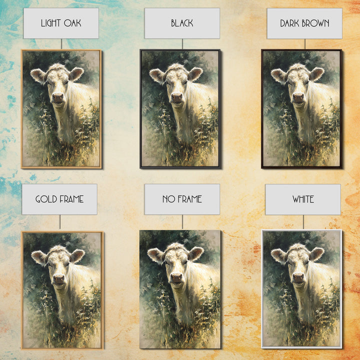 Gentle Cow Portrait Canvas Print, Animal Art, Minimalist Decor, Living Room Decor, Oil Painting, Creature, Digital Wall Art, ANI-2x3-39