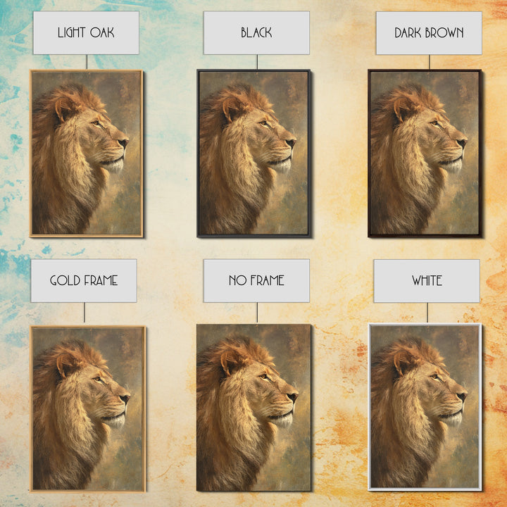 Regal Lion Profile Framed Canvas Print, Animal Art, Decor, Living Room Decor, Abstract Art, Creature, Printable Art, ANI-2x3-41
