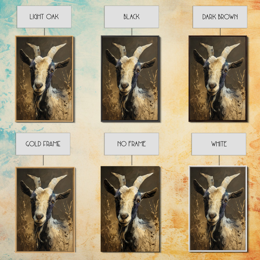 Goat Portrait with Rustic Folk Art Personality Canvas Print, Animal Art, Home Decor, Living Room Decor, Fine Art, Creature, ANI-2x3-5