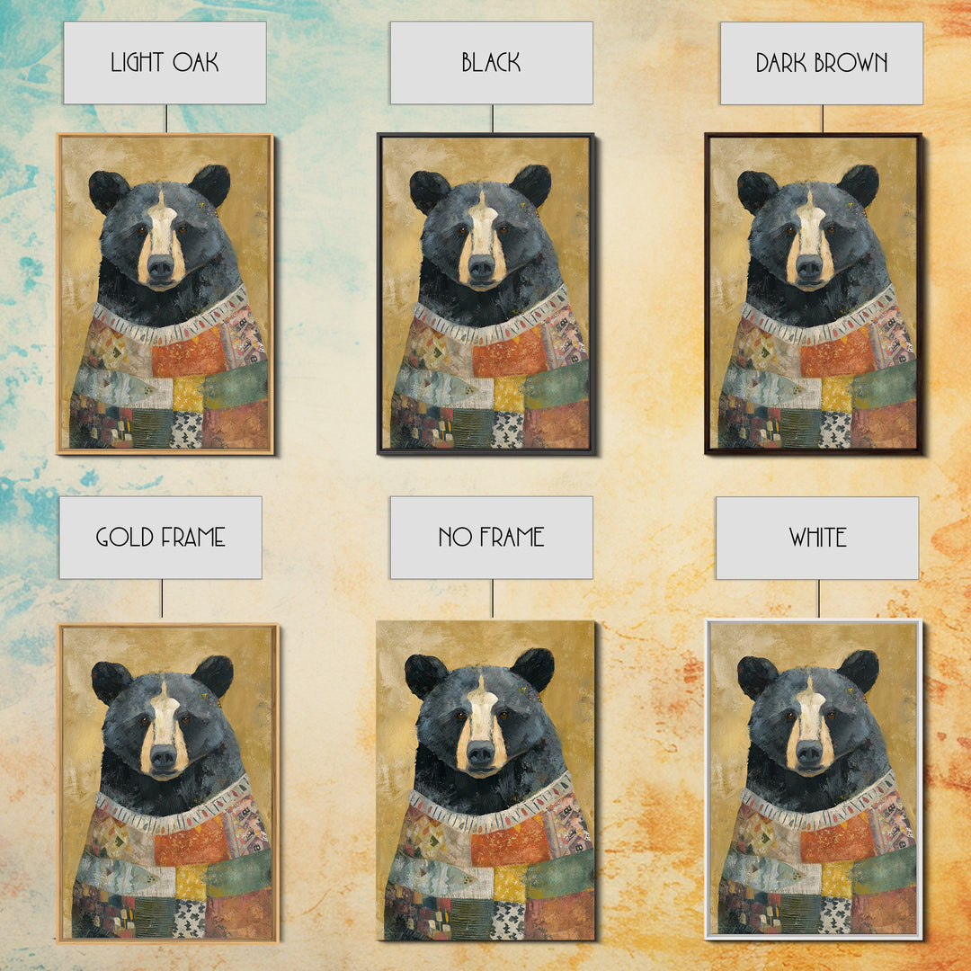 Whimsical Bear in a Patterned Sweater with Canvas Print, Animal Art, Digital Prints, Living Room Decor, Fine Art, Creature, ANI-2x3-58