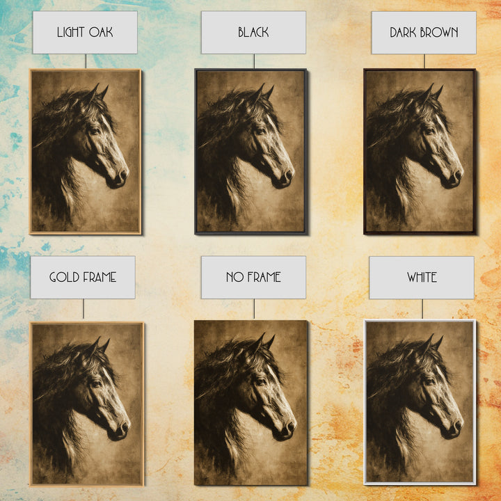 Majestic Horse Head Framed Canvas Print, Animal Art, Wall Decor, Living Room Decor, Oil Painting, Creature, Nursery Wall Art, ANI-2x3-59