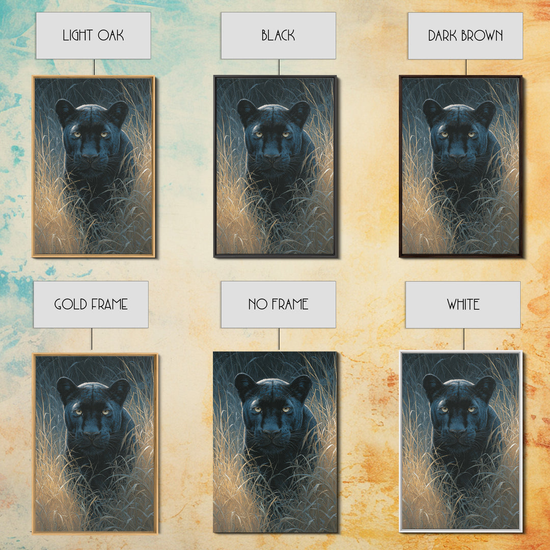 Dramatic Black Panther Emerging from Deep Jungle Canvas Print, Animal Art, Print, Living Room Decor, Abstract Art, Creature, ANI-2x3-62
