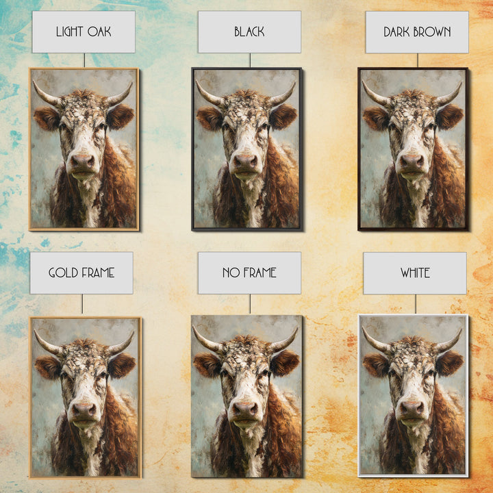 Gentle Cow Portrait Framed Canvas Print, Animal Art, Decor, Living Room Decor, Fine Art, Creature, Digital Print, Printable Art, ANI-2x3-63
