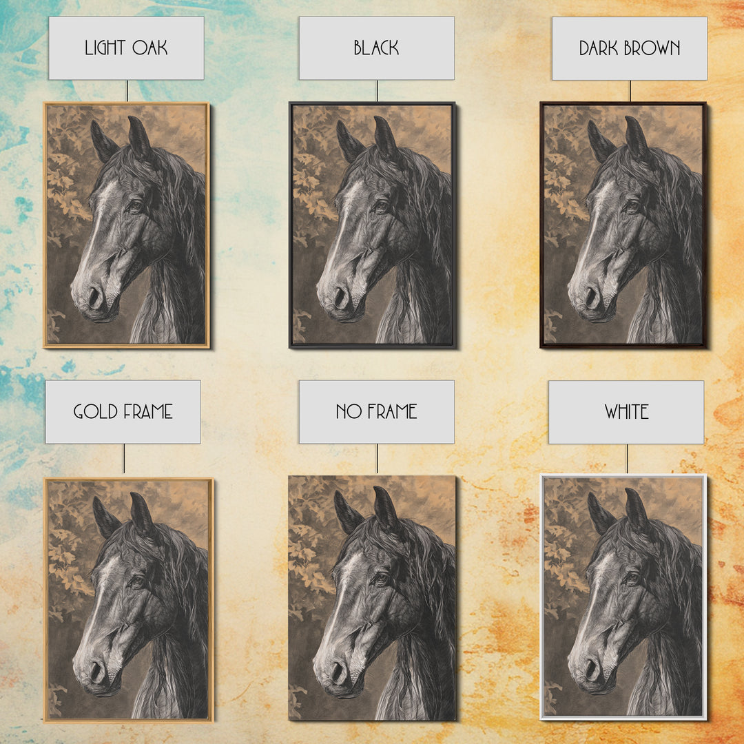 Majestic Horse Head Framed Canvas Print, Animal Art, Original Art, Living Room Decor, Abstract Art, Creature, ANI-2x3-83