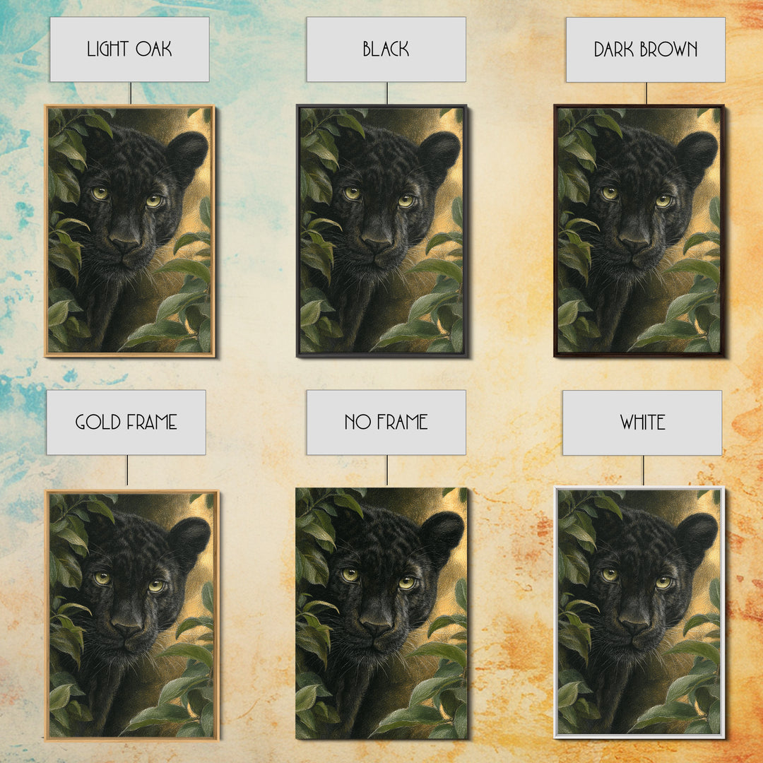 Dramatic Black Panther Emerging from Deep Jungle Canvas Print, Animal Art, Print, Living Room Decor, Abstract Art, Creature, ANI-2x3-86