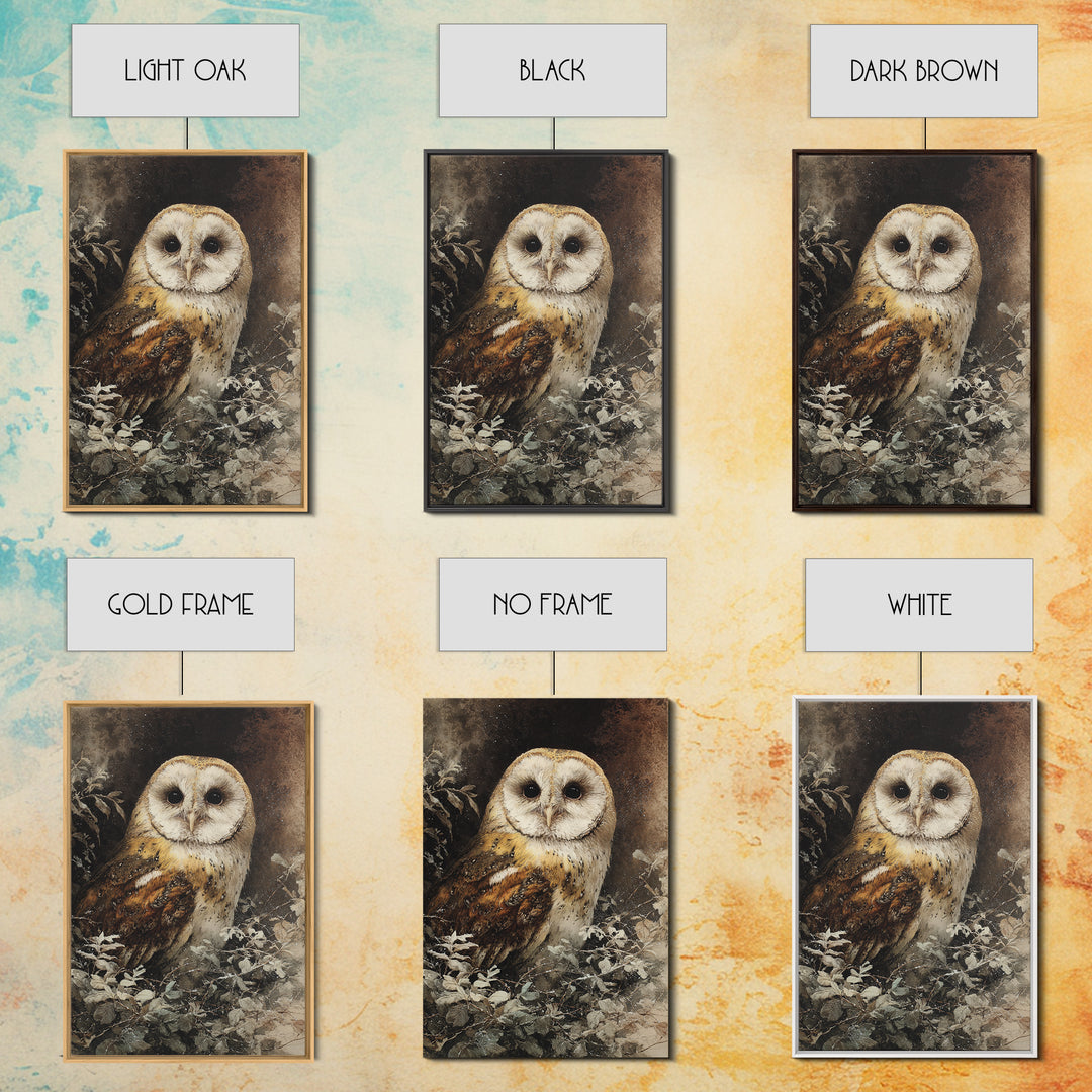Owl with Moonlit Feathers and Celestial Accents Canvas Print, Animal Art, Printable Art, Living Room Decor, Oil Painting, ANI-2x3-95