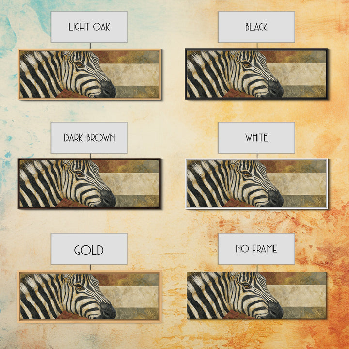 Zebra Portrait with Bold Graphic Stripe Pattern Framed Canvas Print, Animal Art, Living Room Decor, Fine Art, Creature, ANI-3x1-57