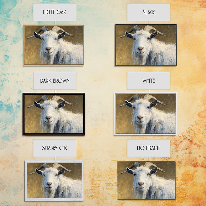 Goat Portrait with Rustic Folk Art Personality Canvas Print, Animal Art, Modern Wall Art, Living Room Decor, Fine Art, Creature, ANI-3x2-49