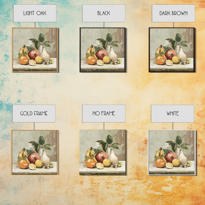 Bold Pop Fruit Composition Framed Canvas Print, Art, Canvas Wall Art, Living Room Decor, Watercolor Art, Boho Wall Art, ART-1x1-16