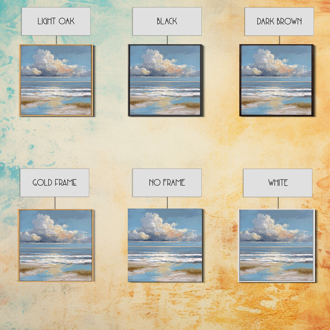 Dramatic Seascape with Foam and Storm Clouds Framed Canvas Print, Art, Living Room Decor, Fine Art, Art Nouveau, ART-1x1-48