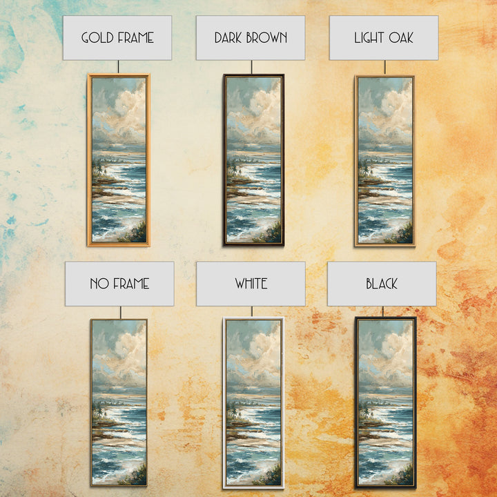 Dramatic Seascape with Foam and Storm Clouds Framed Canvas Print, Art, Neutral Decor, Living Room Decor, Fine Art, ART-1x3-36