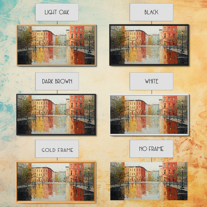 Moody City Scene Reflected Canvas Print, Art, Luxury Decor, Living Room Decor, Fine Art, Metal Wall Art, Art Commission, ART-2x1-54