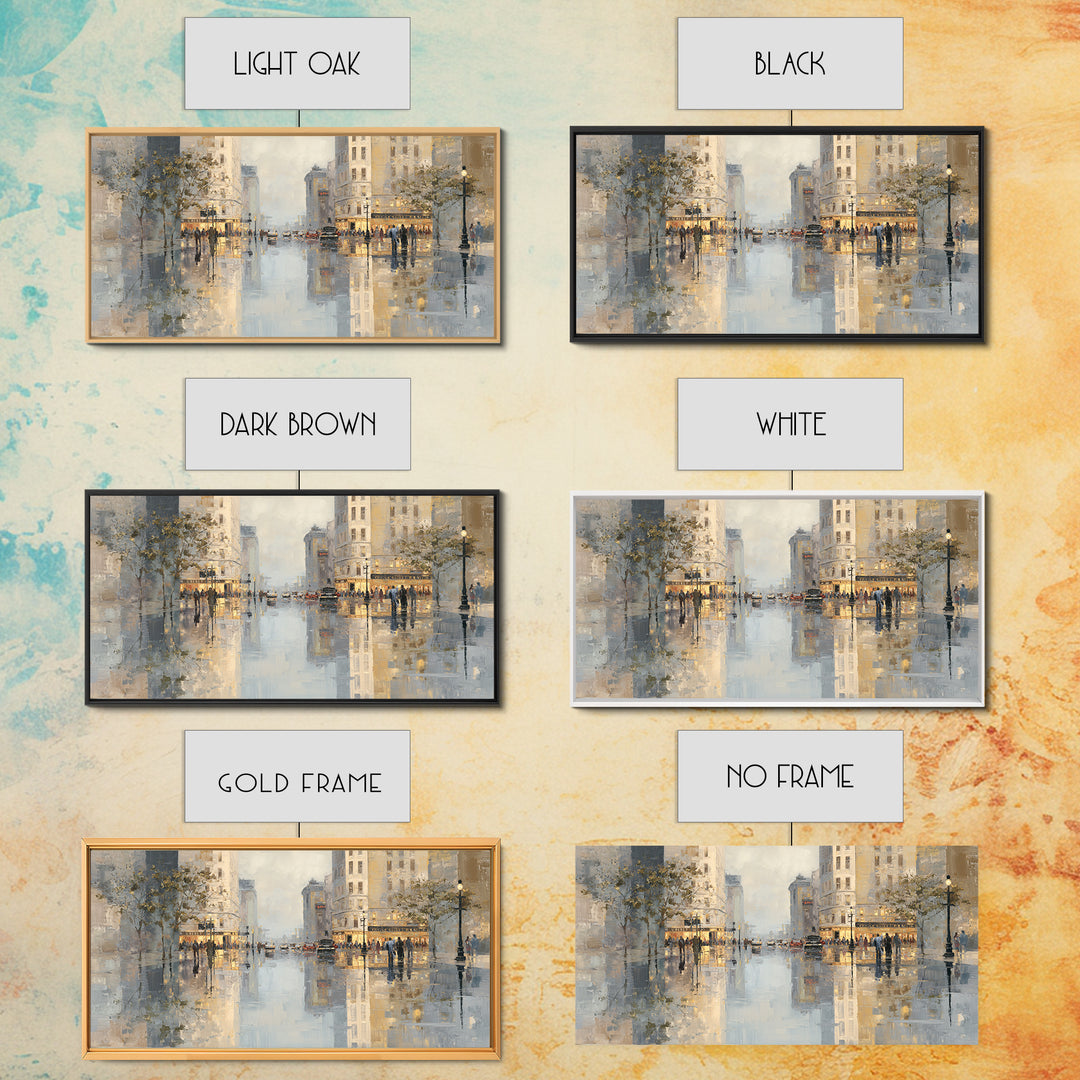 Moody City Scene Reflected Framed Canvas Print, Art, Neutral Decor, Living Room Decor, Fine Art, Art Prints, ART-2x1-6
