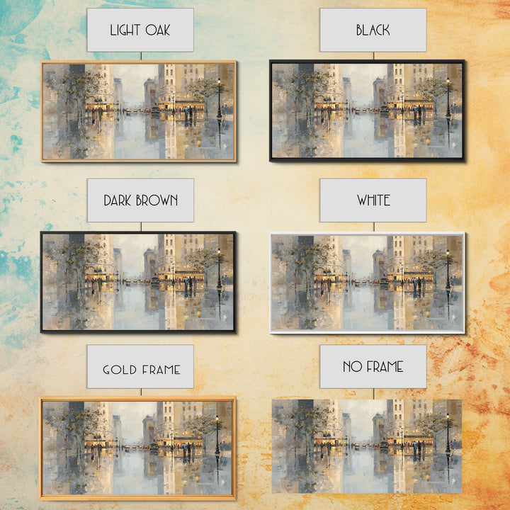 Moody City Scene Reflected Framed Canvas Print, Art, Neutral Decor, Living Room Decor, Fine Art, Art Prints, ART-2x1-6