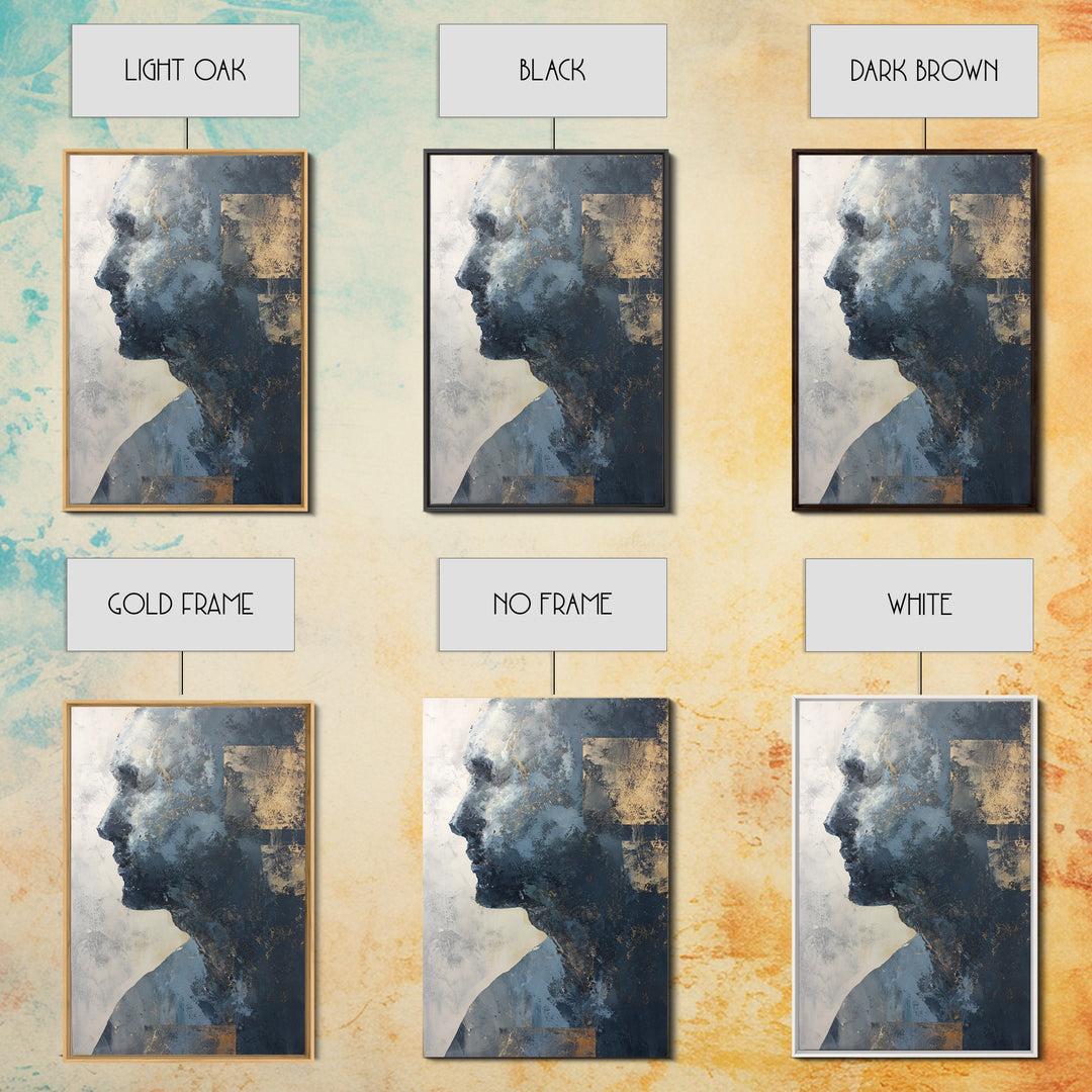 Expressive Portrait with Dramatic Light and Textured Framed Canvas Print, Art, Modern Decor, Living Room Decor, Fine Art, ART-2x3-12