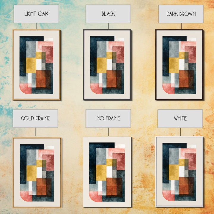 Geometric Color Study Framed Canvas Print, Art, Textured Painting, Living Room Decor, Fine Art, Digital Wall Art, ART-2x3-17