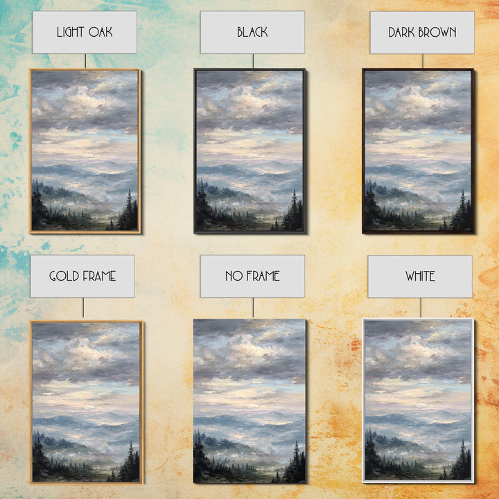 Quiet Mountain Scene Framed Canvas Print, Art, Boho Decor, Living Room Decor, Oil Painting, Printable Wall Art, ART-2x3-25