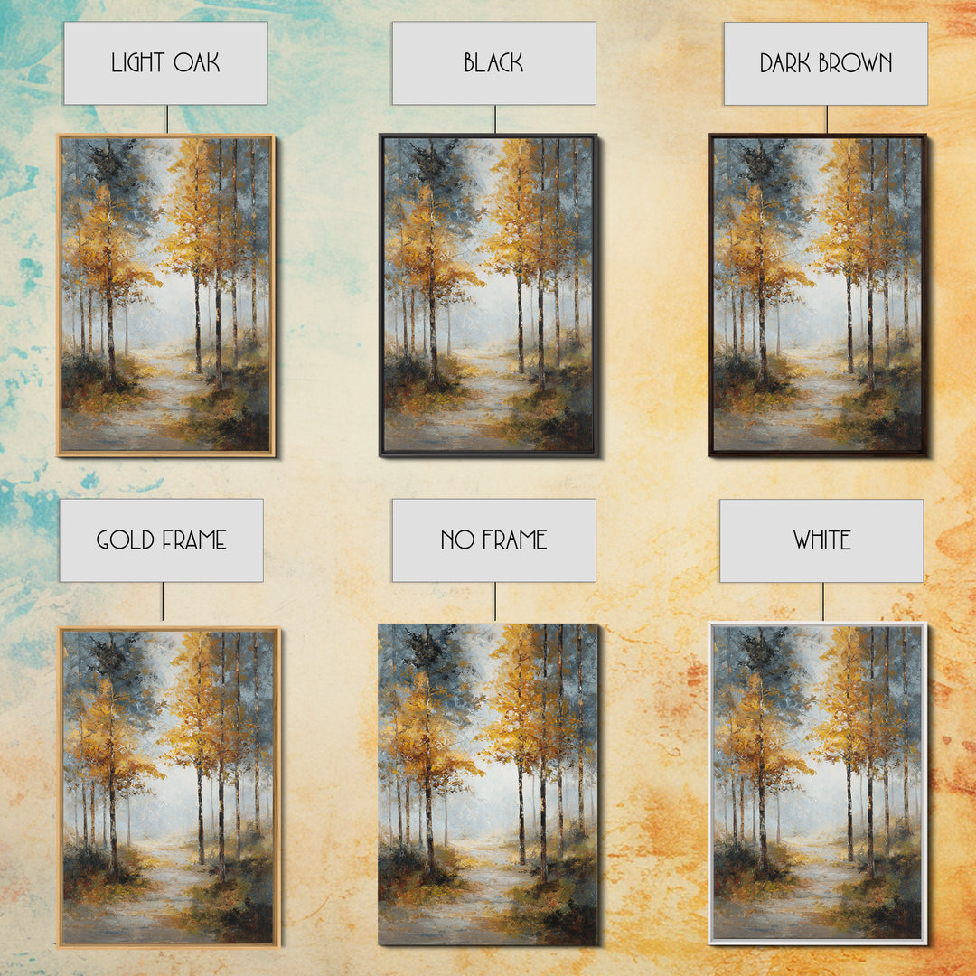 Woodland Path with Golden Autumn Atmosphere Canvas Print, Art, Printable Art, Living Room Decor, Fine Art, Statement Artwork, ART-2x3-31