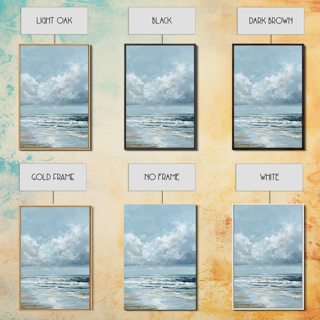 Dramatic Seascape with Foam and Storm Clouds Canvas Print, Art, Canvas Art, Living Room Decor, Fine Art, Horizontal Wall Art, ART-2x3-32